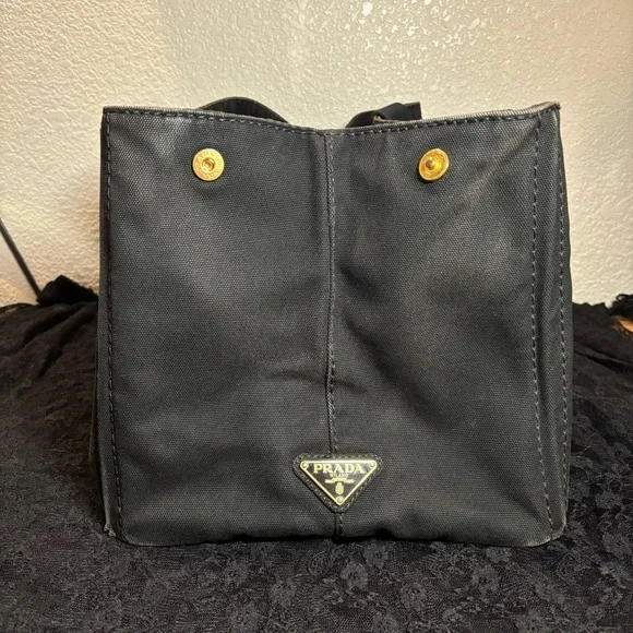 Prada Canapa Large GM Tote – Black Canvas Logo Bag - Picture 5 of 12